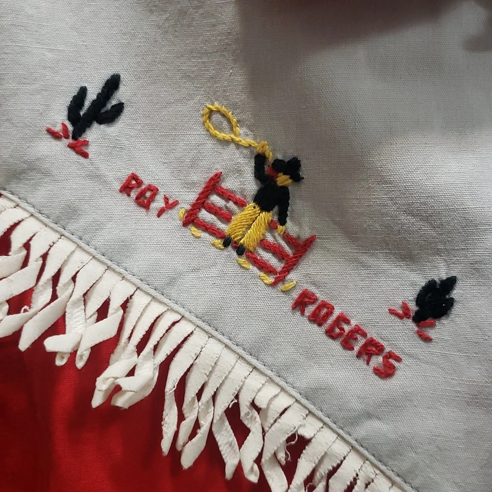 Vintage 1950s Roy Rogers Frontier Wear Western Red Fringe Boys Shirt, Size 8 - Picture 3 of 9